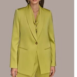 Donna Karan New York Womens Satin One-Button Jacket